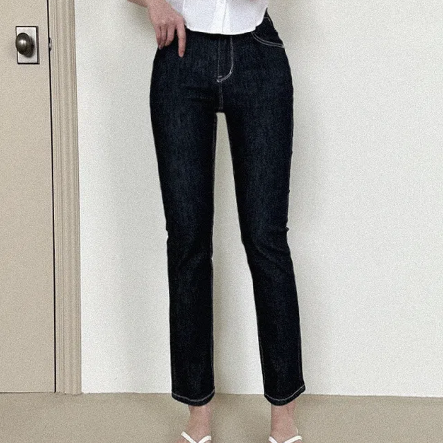 Женские необработанные джинсы с высокой посадкой, прямым кроем и скрытой резинкой
