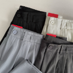 High-Waist Double Pintuck Long Wide Slacks