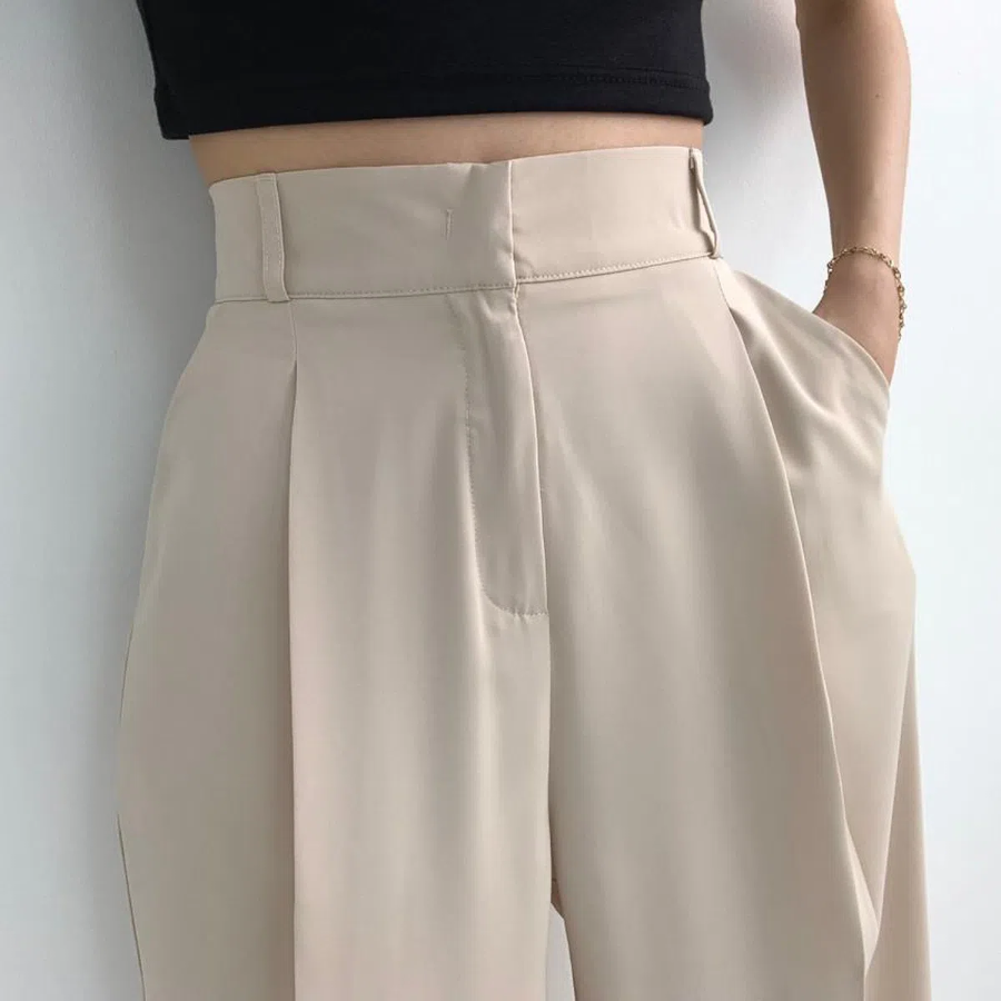 Cooling Back-Banding Pintuck Slacks