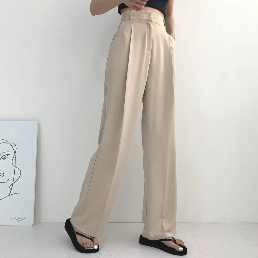 Cooling Back-Banding Pintuck Slacks