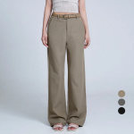 Antique High-Waist Hidden Buckle Stretch Straight Wide Slacks