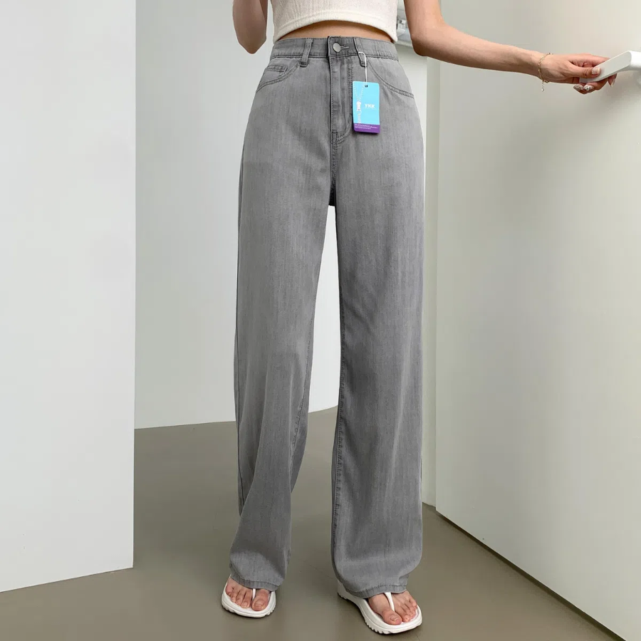 Женские летние длинные wide-fit джинсы с охлаждающим эффектом, эластичной тканью и скрытой резинкой