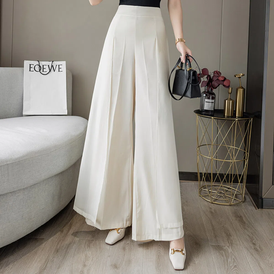 Cherry Blossom Slim See-Through Modern Wide Pants