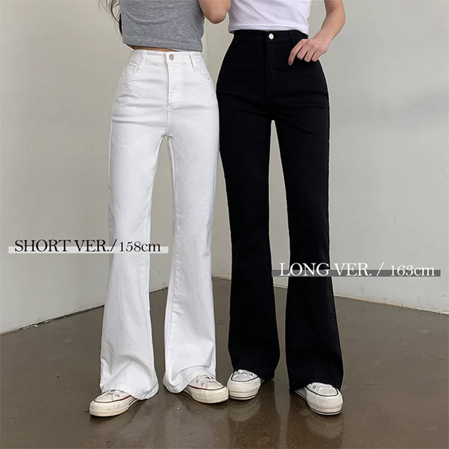 Saik High-Waist Semi-Wide Bootcut Cotton Pants