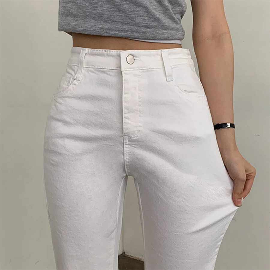 Saik High-Waist Semi-Wide Bootcut Cotton Pants