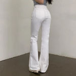 Saik High-Waist Semi-Wide Bootcut Cotton Pants