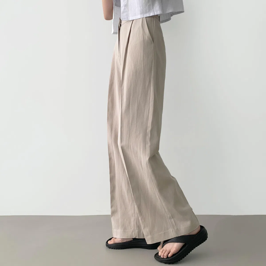 Andancho Clip Summer Linen Resort Long Wide Slacks Pants