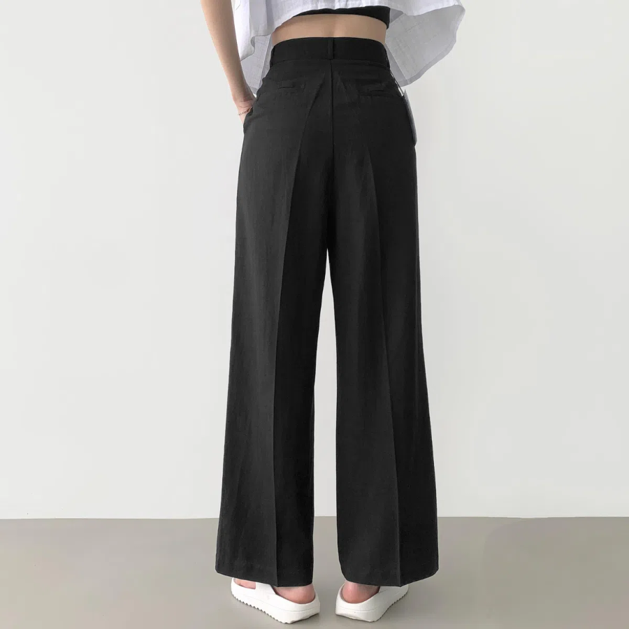 Andancho Clip Summer Linen Resort Long Wide Slacks Pants