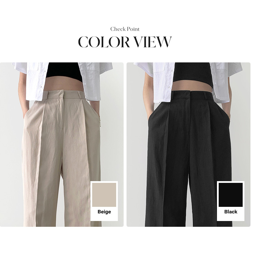 Andancho Clip Summer Linen Resort Long Wide Slacks Pants