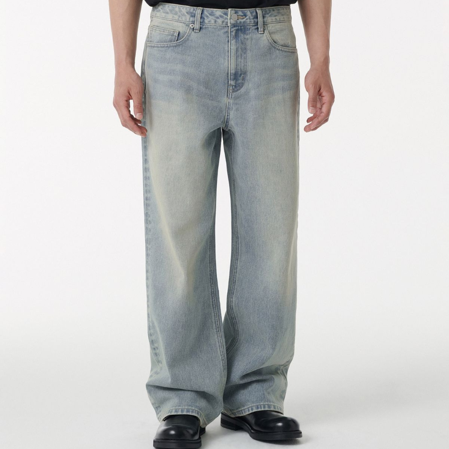 Big Brush Wide Denim Pants (Sky Blue)