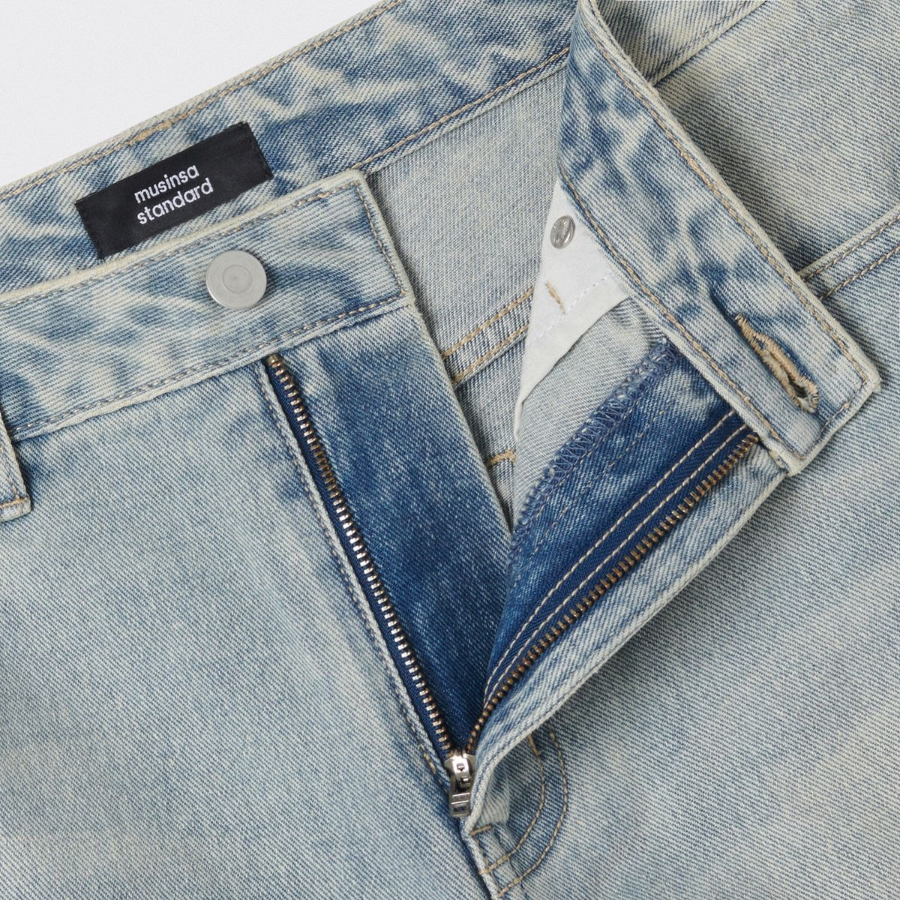 Big Brush Wide Denim Pants (Sky Blue)