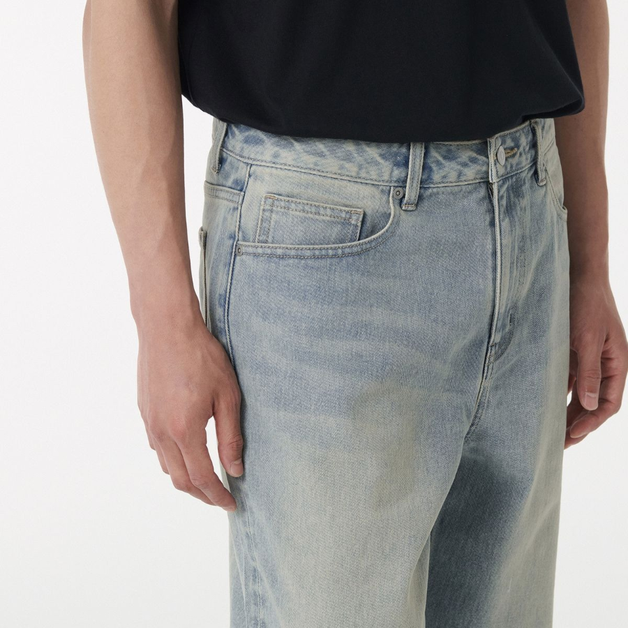 Big Brush Wide Denim Pants (Sky Blue)