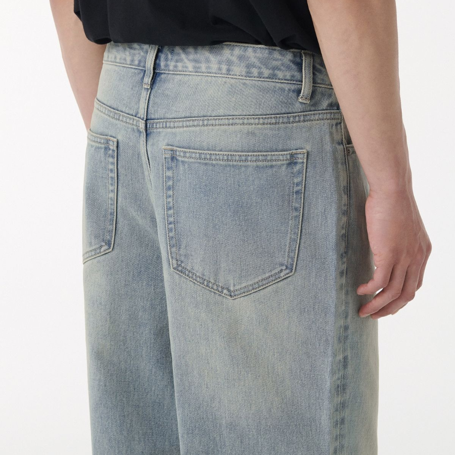 Big Brush Wide Denim Pants (Sky Blue)