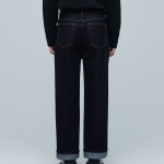 One Tuck Loose Tapered Denim Pants (Deep Indigo)