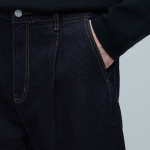 One Tuck Loose Tapered Denim Pants (Deep Indigo)