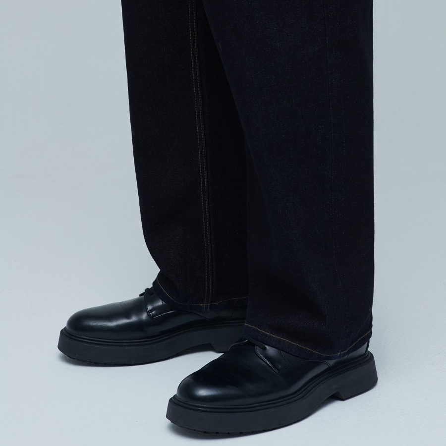 One Tuck Loose Tapered Denim Pants (Deep Indigo)