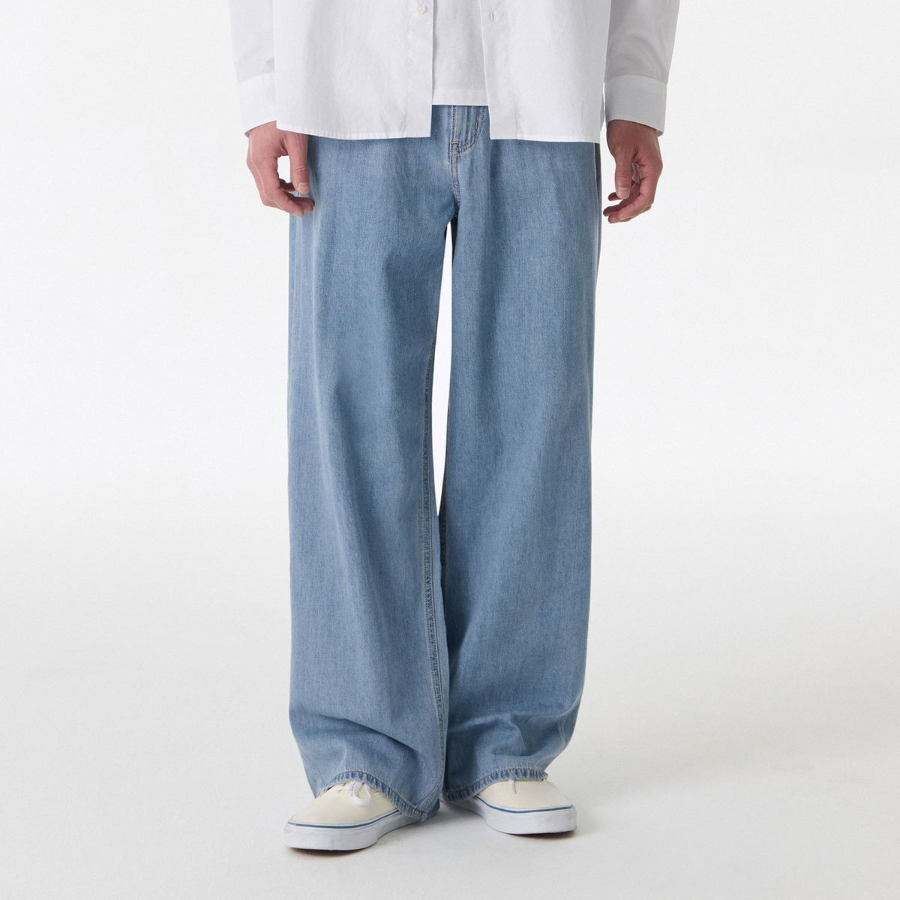 Lightweight Big Wide Denim Pants (Light Indigo)
