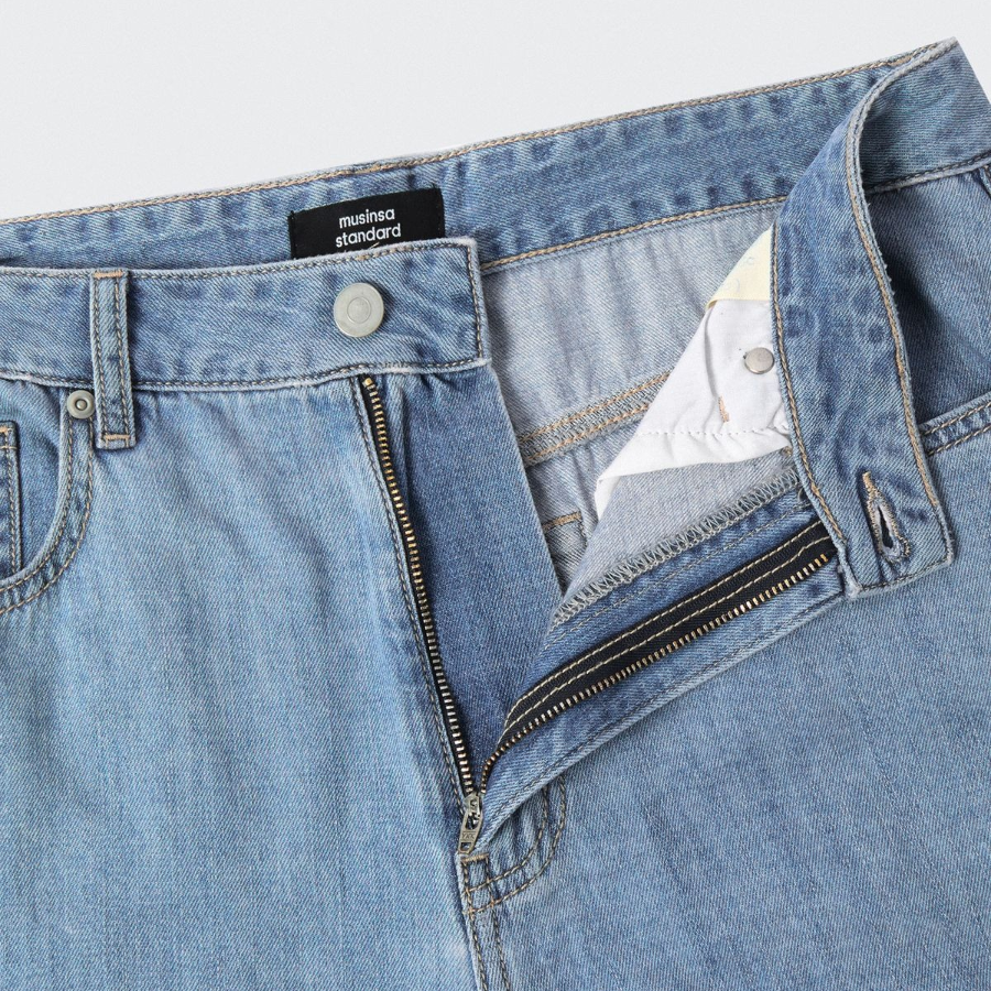 Lightweight Big Wide Denim Pants (Light Indigo)