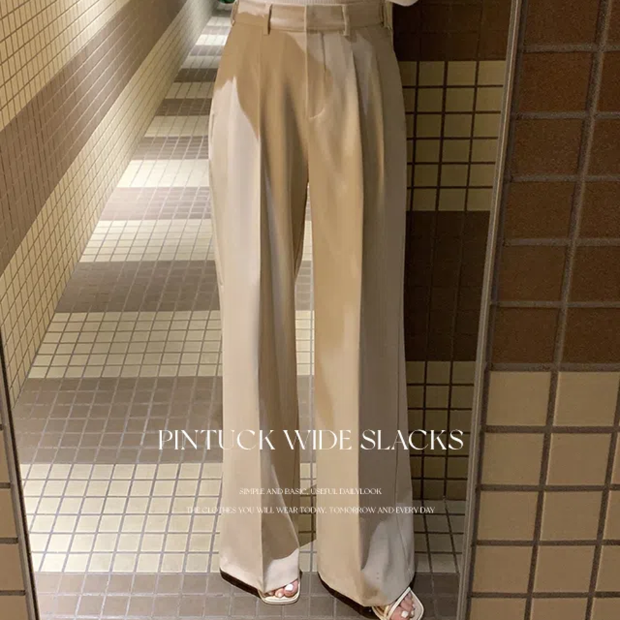 Deor 2nd Edition Buckle Button Pintuck Wide Slacks