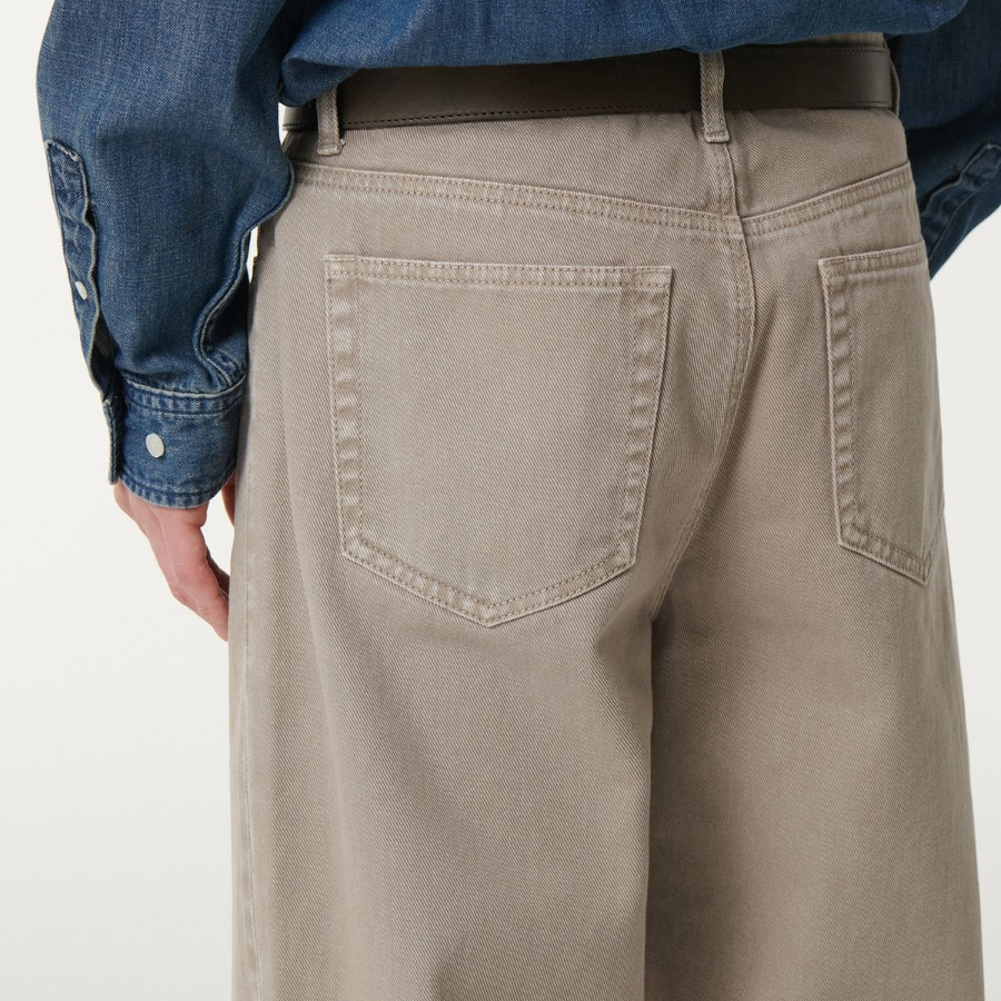 Garment Dyed Wide Denim Pants (Beige)