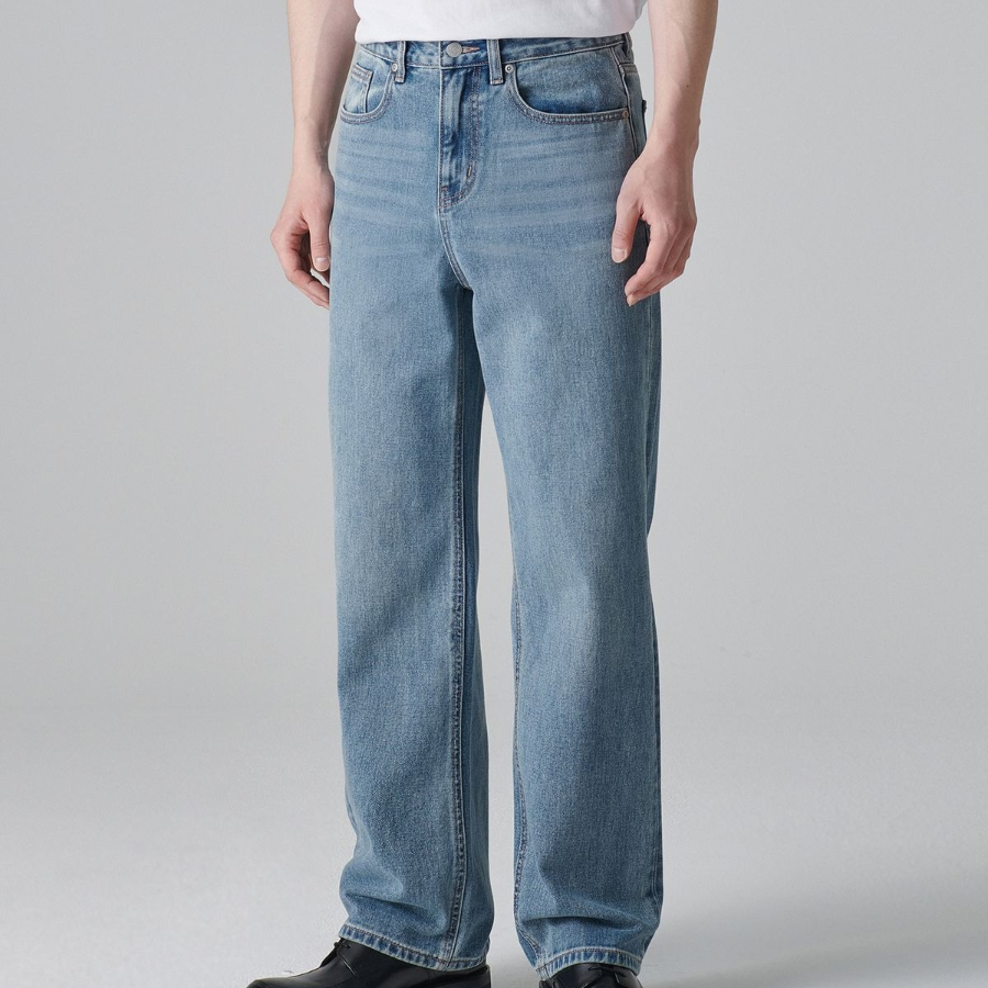 Loose Straight Denim Pants (Light Indigo)