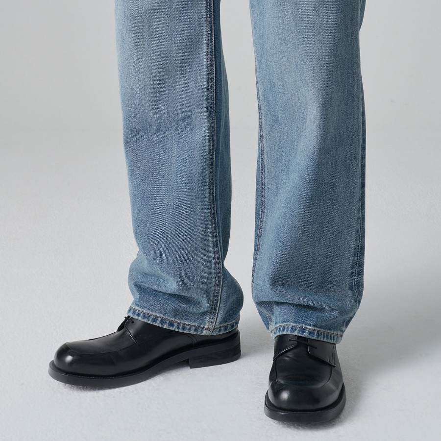 Loose Straight Denim Pants (Light Indigo)