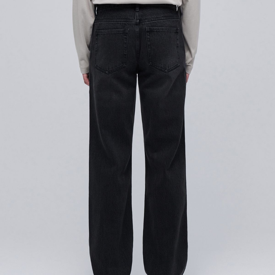 Slash Straight Denim Pants [Washed Black]