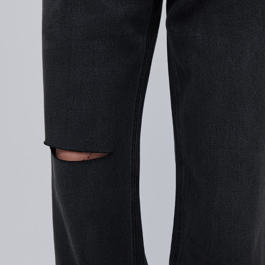 Slash Straight Denim Pants [Washed Black]