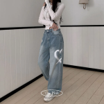 Женские джинсы Britt с высокой посадкой, винтажной варкой и принтом в виде сердец