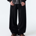 Linen-like Extra Wide Denim Pants [Black]