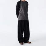 Linen-like Extra Wide Denim Pants [Black]