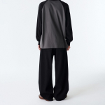 Linen-like Extra Wide Denim Pants [Black]