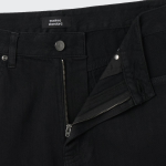 Linen-like Extra Wide Denim Pants [Black]