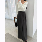 Diagonal Wrap Wide Slacks Pants