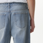 Front Destroyed Wide Denim Pants [Light Indigo]