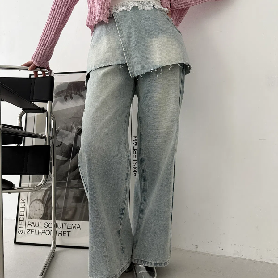 Женские джинсы Trove с эффектом юбки-обёртки (wrap skirt)