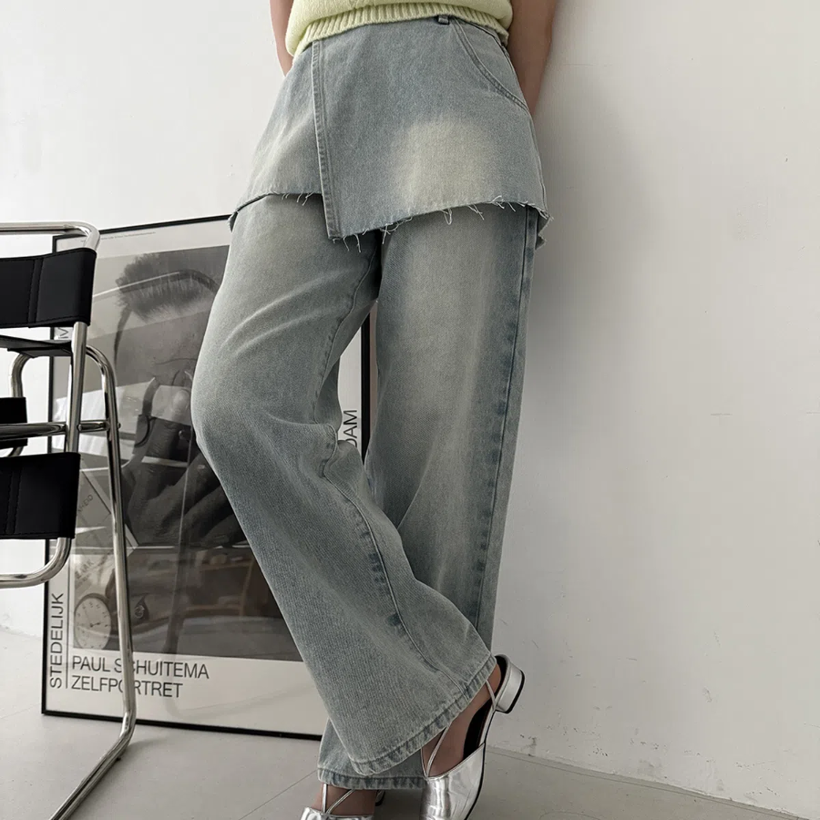 Женские джинсы Trove с эффектом юбки-обёртки (wrap skirt)