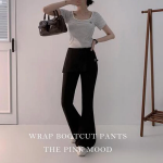 Hanna Buckle Belted Wrap Skirt Semi Bootcut Slacks