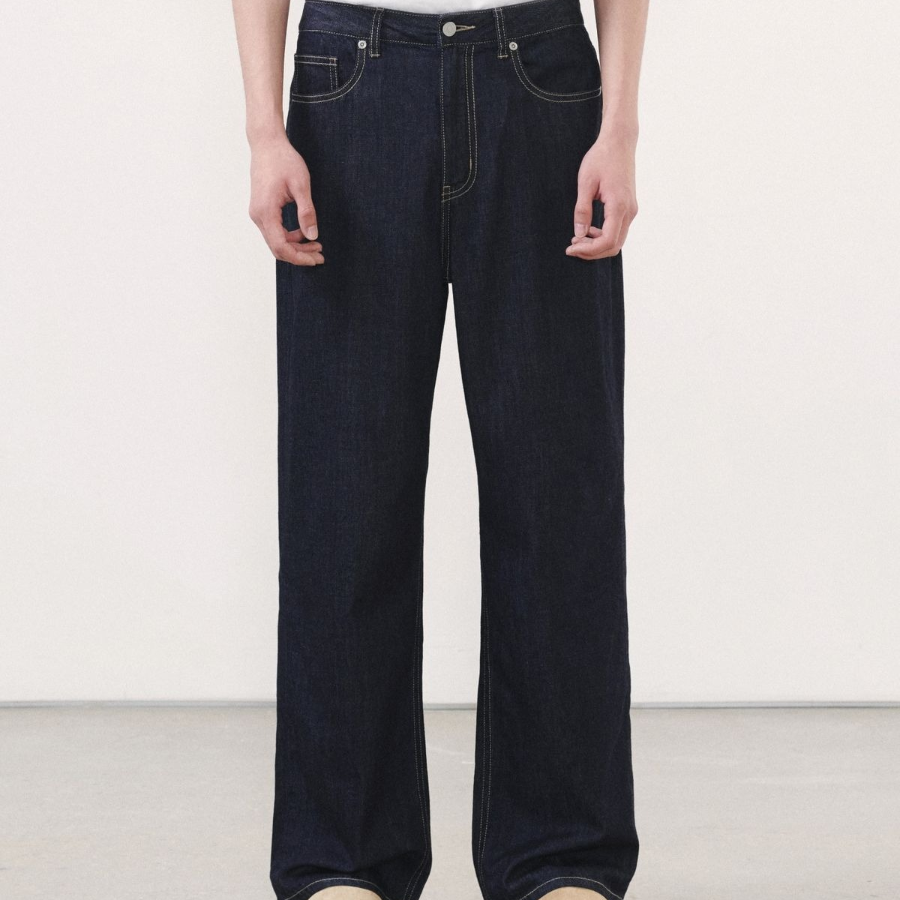 Lightweight Wide Denim Pants [Deep Indigo]