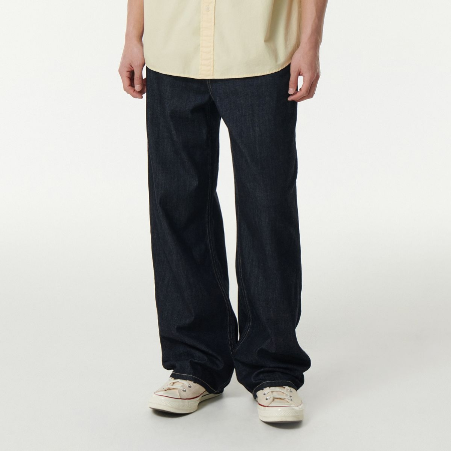 Lightweight Wide Denim Pants [Deep Indigo]