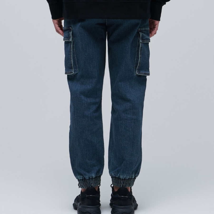 Denim Cargo Jogger Pants [Medium Indigo]