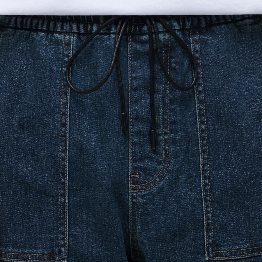 Denim Cargo Jogger Pants [Medium Indigo]