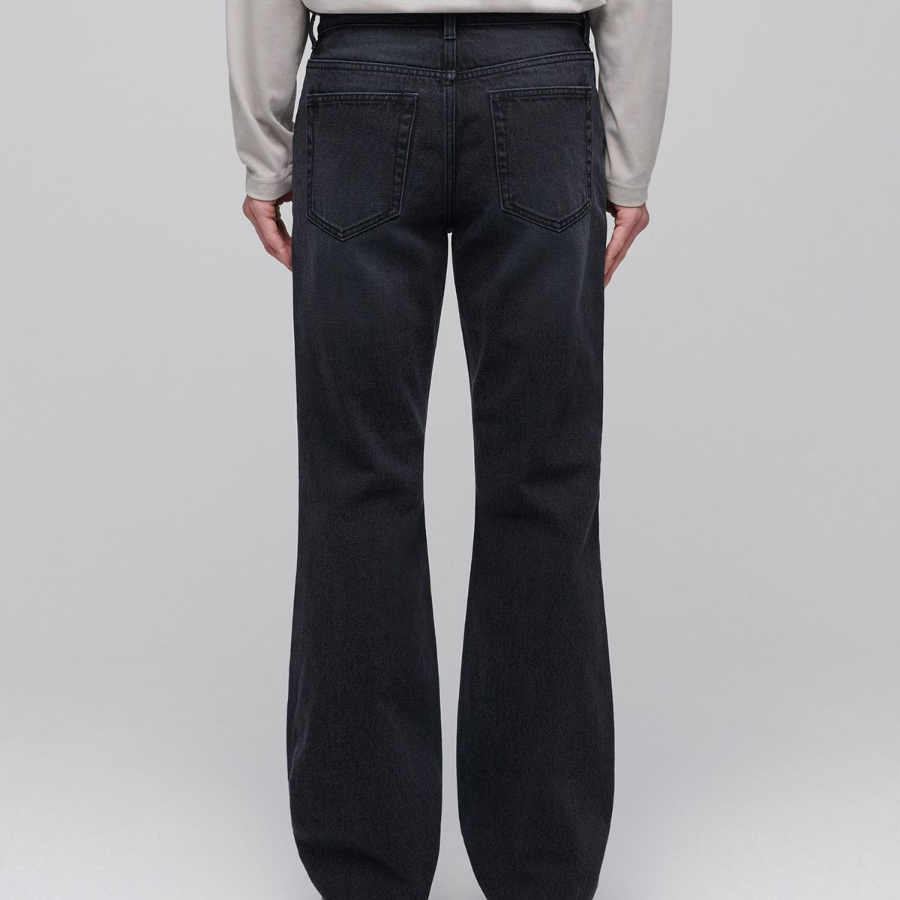 Semi Bootcut Denim Pants [Washed Black]