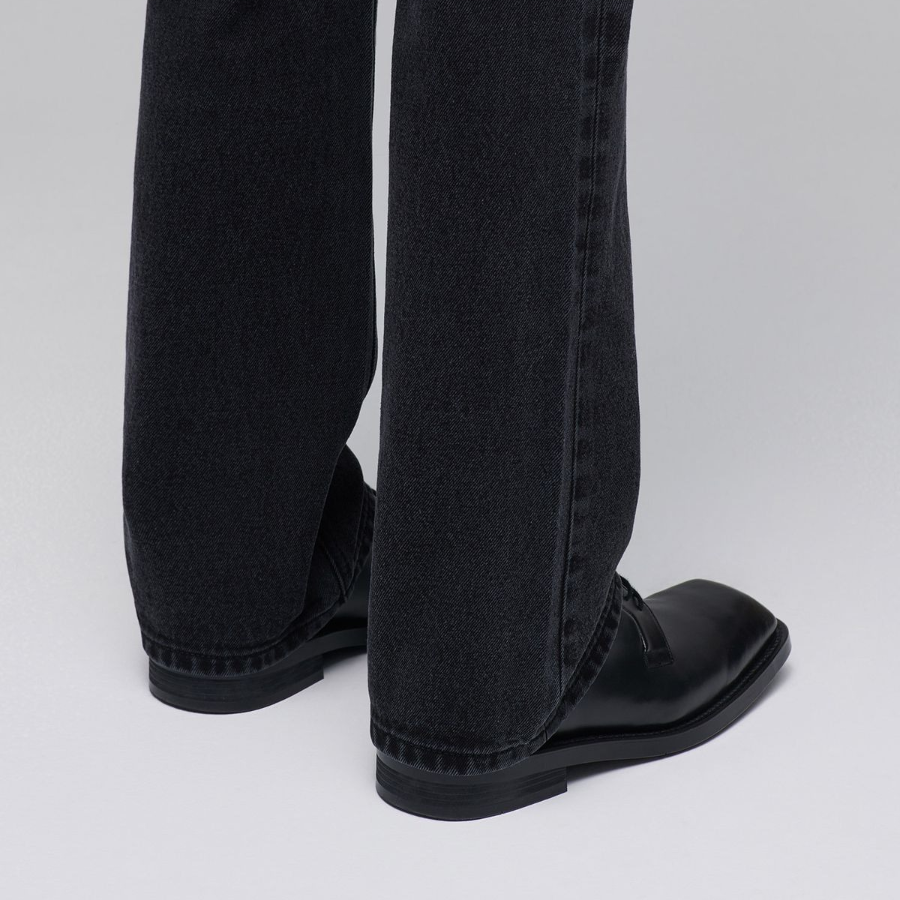 Semi Bootcut Denim Pants [Washed Black]