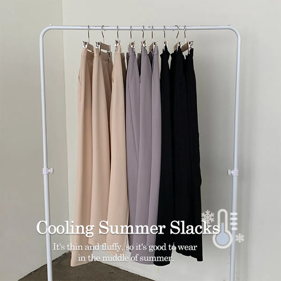 CHAHYU High-Waist Pintuck Wide Slacks