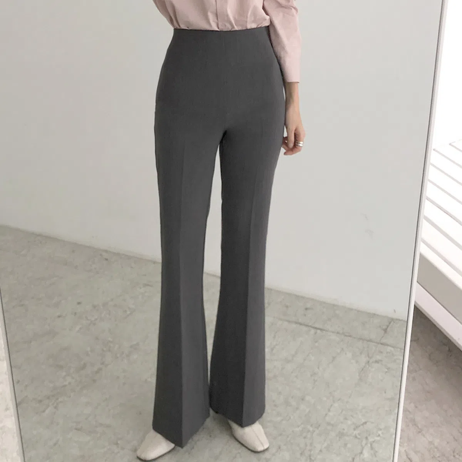 GAEUL High-Waist Side-Zip Slim Long Bootcut Slacks