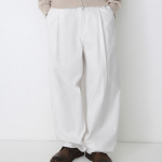 Linen-Like Semi Balloon Denim Pants [White]