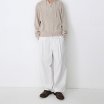 Linen-Like Semi Balloon Denim Pants [White]
