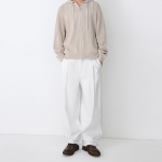 Linen-Like Semi Balloon Denim Pants [White]