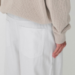 Linen-Like Semi Balloon Denim Pants [White]